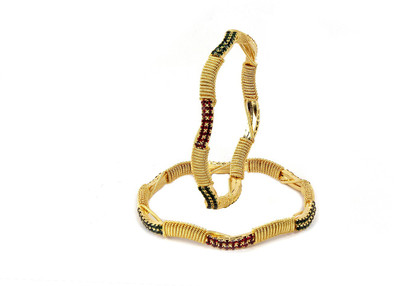 73% OFF on VK Jewels Chic Alloy Cubic Zirconia 18K Yellow Gold Plated Bangle Set Pack of 2