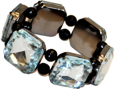 Women Trendz Sky Blue Rhodium Polish Stretchable Metal Bracelet