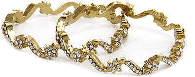 Aamoye Diamond Bangle Set in Antique Brass Gold Finish Alloy Bangle Set Pack of 2 Aamoye Diamond Bangle Set in Antique Brass Gold Finish Alloy Bangle Set Pack of 2