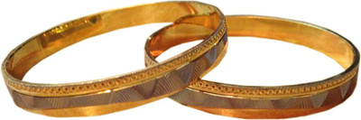 25% OFF on Glitterz Two Tone Geometrical Pattern Brass Rhodium Plated Bangle Set Pack of 2