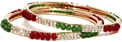 Bindhani Floral Alloy Cubic Zirconia Bangle Set Pack of 2