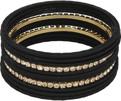 40% OFF on Laron Handicrafts Black Threaded And Studed Silk Dori Bangle Set Pack of 11