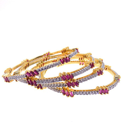 40% OFF on Aabhushan Jewels Fashion Alloy Cubic Zirconia Bangle Set Pack of 4