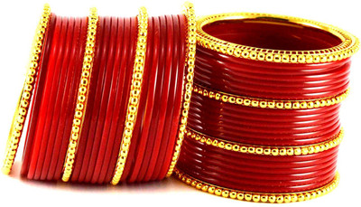 11% OFF on Vidhya Kangan Red Brass Crystal Rhodium Plated Bangle Set Pack of 44