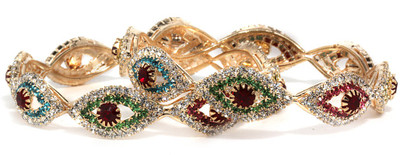 Bindhani Circle Of Life Alloy Cubic Zirconia 10K White Gold Plated Bangle Set Pack of 2