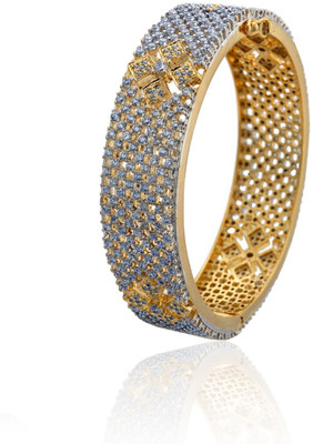 66% OFF on Alysa Lakshita Alloy, Silver Cubic Zirconia 18K Yellow Gold, Rhodium Plated Bangle