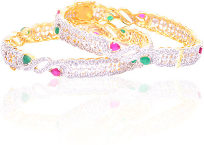 44% OFF on Rubera Clustered Alloy Cubic Zirconia Bangle Set Pack of 2