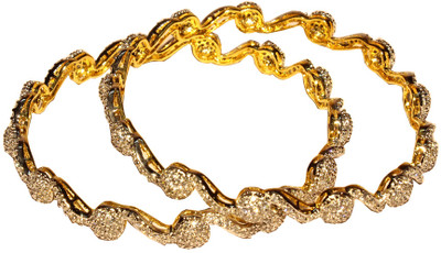 55% OFF on Affinity Alloy Cubic Zirconia 18K Yellow Gold Plated Bangle Set Pack of 2 55% OFF on Affinity Alloy Cubic Zirconia 18K Yellow Gold Plated Bangle Set Pack of 2
