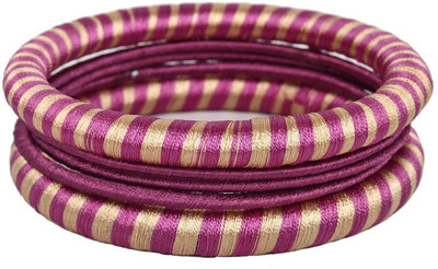 50% OFF on Laron Handicrafts Purple Mix Threaded Silk Dori Bangle Set Pack of 5