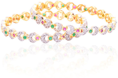 44% OFF on Rubera Edgy Alloy Cubic Zirconia Bangle Set Pack of 2