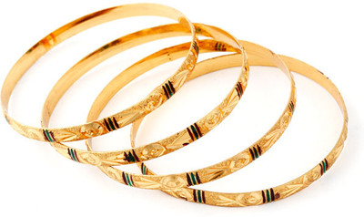 69% OFF on Ethnic Jewels Brass 14K Yellow Gold Plated Bangle Set Pack of 4