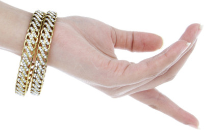 Aamoye Diamond Bangle Set in Antique Brass Gold Finish Alloy Bangle Set Pack of 2 Aamoye Diamond Bangle Set in Antique Brass Gold Finish Alloy Bangle Set Pack of 2