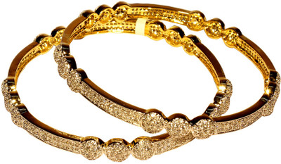 55% OFF on Affinity Alloy Cubic Zirconia 18K Yellow Gold Plated Bangle Set Pack of 2 55% OFF on Affinity Alloy Cubic Zirconia 18K Yellow Gold Plated Bangle Set Pack of 2