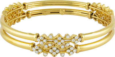 64% OFF on Tanya Fashion Jewelry Magnificent Gold Metal Crystal Bangle Set Pack of 2