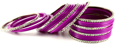 16% OFF on Vidhya Kangan Purple Brass Crystal Rhodium Plated Bangle Set Pack of 26