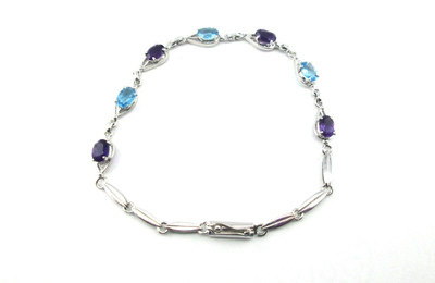 9% OFF on IndiaGem Daliy Dose Silver Amethyst, Topaz 900 Silver Plated Bracelet