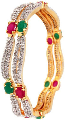 35% OFF on Guruji Fashion Queens Delight Alloy 18K Yellow Gold Plated Bangle Set Pack of 2