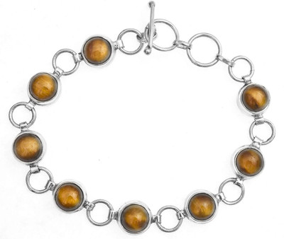 Exotic India Tiger Eye Sterling Silver Bracelet