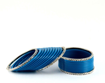16% OFF on Vidhya Kangan Turquoise Brass Crystal Rhodium Plated Bangle Set Pack of 22