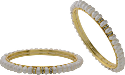 61% OFF on Hyderabad Jewels Alloy, Silver Pearl Rhodium Plated Bangle Set Pack of 2