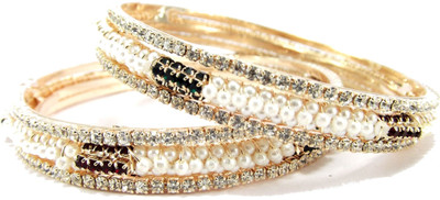 50% OFF on Aria Alloy Cubic Zirconia 18K Rose Gold Plated 18 Bangle Set Pack of 2