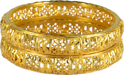 40% OFF on Pearl Paradise Royal design Alloy Yellow Gold Plated Bangle Set Pack of 2