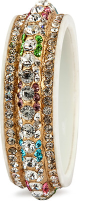 Bindhani Uber green Alloy Cubic Zirconia 10K White Gold Plated Bangle Set Bindhani Uber green Alloy Cubic Zirconia 10K White Gold Plated Bangle Set