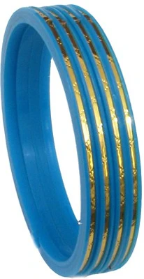 60% OFF on Ratnakar set of 4 Sky Blue chudai in golden border Acrylic Yellow Gold Plated Bangle Set Pack of 4