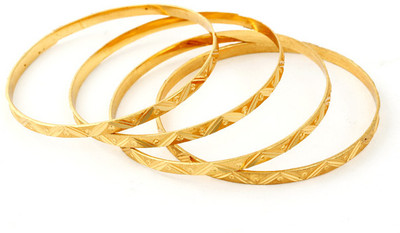 39% OFF on Ethnic Jewels Brass 14K Yellow Gold Plated Bangle Set Pack of 4