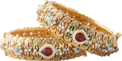 61% OFF on Aaina JodhaAkbar Copper Yellow Gold Plated Bangle Set Pack of 2