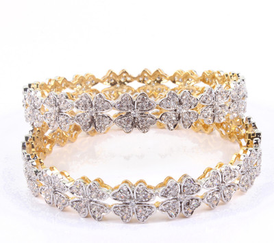 55% OFF on Affinity Alloy Cubic Zirconia Bangle Set Pack of 2