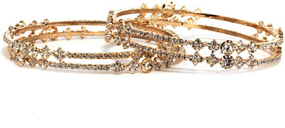 Bindhani Just Like Diamonds Alloy Cubic Zirconia 22K White Gold Plated Bangle Set Pack of 2 Bindhani Just Like Diamonds Alloy Cubic Zirconia 22K White Gold Plated Bangle Set Pack of 2