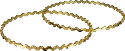 65% OFF on Pearl Paradise Spiral Design Alloy Yellow Gold Plated Bangle Set Pack of 2