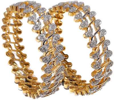52% OFF on Jewar Mandi Latest Jewellery Alloy Cubic Zirconia Rhodium Plated Bangle Set Pack of 2