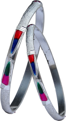 Aman Stylish Trendy Sterling Silver Bangle Set Pack of 2