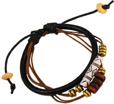 74% OFF on Rich & Famous Elegant Black Leather Leather Bracelet