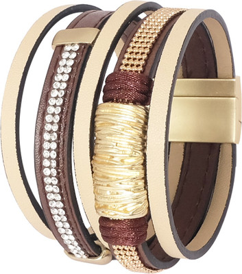 50% OFF on Super Drool Stone Studded Brown Leather Strips Alloy Bracelet 50% OFF on Super Drool Stone Studded Brown Leather Strips Alloy Bracelet