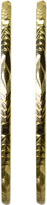 48% OFF on Pearl Paradise Thin Alloy Yellow Gold Plated Bangle Set Pack of 2
