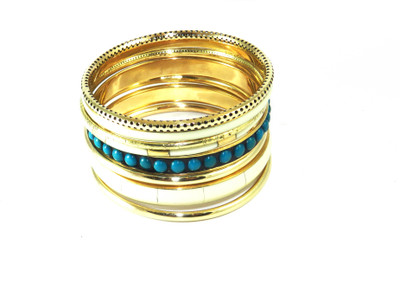 Junk White Breeze Brass Bangle Set Pack of 8