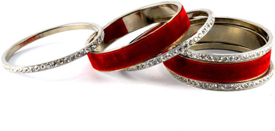 16% OFF on Vidhya Kangan Red Brass Crystal Rhodium Plated Bangle Set Pack of 6