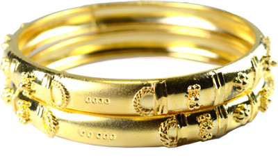 51% OFF on Pearl Paradise Shiny Finish Alloy Yellow Gold Plated Bangle Set Pack of 2