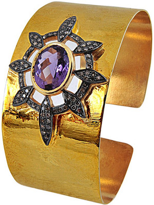 3% OFF on Nikhil Silver Arts Evening Shine Silver Amethyst Cuff