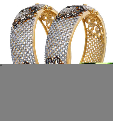 60% OFF on Alysa Mrugaya Alloy, Silver Cubic Zirconia 18K Yellow Gold, Rhodium Plated Bangle Set Pack of 2