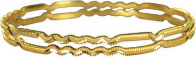 74% OFF on Pearl Paradise Zig-Zag Pattern. Alloy Yellow Gold Plated Bangle Set Pack of 2