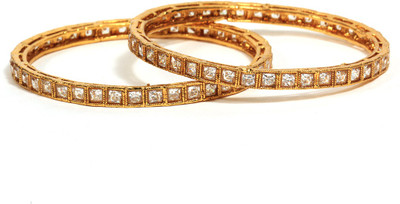 Bindhani Antique Alloy 10K White Gold Plated Bangle Set Pack of 2 Bindhani Antique Alloy 10K White Gold Plated Bangle Set Pack of 2