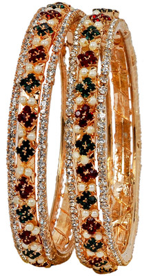 49% OFF on Maayra Simple Pearl Alloy Copper Plated Bangle Set Pack of 2