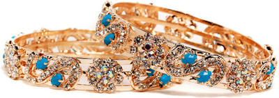 Bindhani Style Diva Alloy Cubic Zirconia 10K White Gold Plated Bangle Set Pack of 2