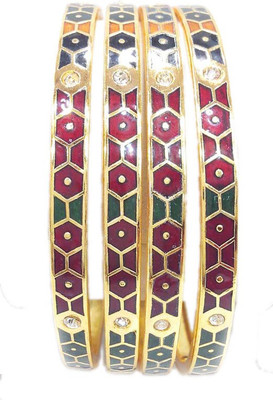 53% OFF on Jewar Mandi Latest Jewellery Alloy Cubic Zirconia Rhodium Plated Bangle Set Pack of 4