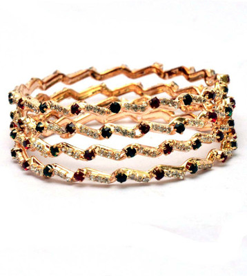 50% OFF on kart4smart Smart Collection B012 Heera Panna AD Bangles Crystal Zircon 10K Rose Gold Plated Bangle Set Pack of 4