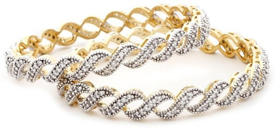 60% OFF on Rubena Women'S Delight Alloy Cubic Zirconia Yellow Gold Plated Bangle Set Pack of 2